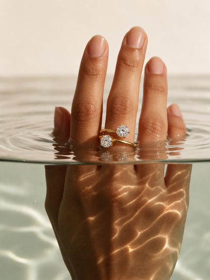 Double Solitaire Ring - 18kt Gold Plating
