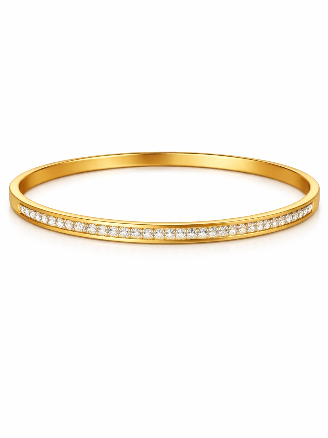 Elegant AD Studded Bracelet – 316L Stainless Steel | Gold Finish