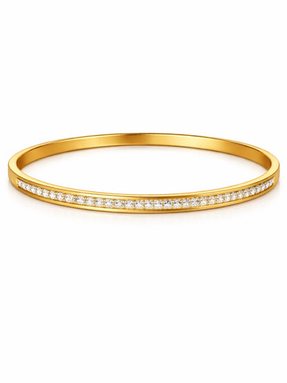 Elegant AD Studded Bracelet – 316L Stainless Steel | Gold Finish