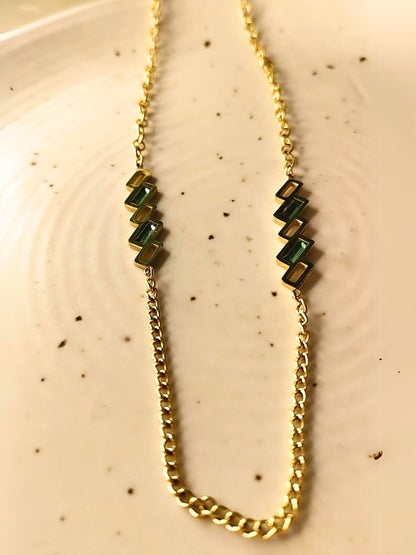 2 style chain with Green CZ