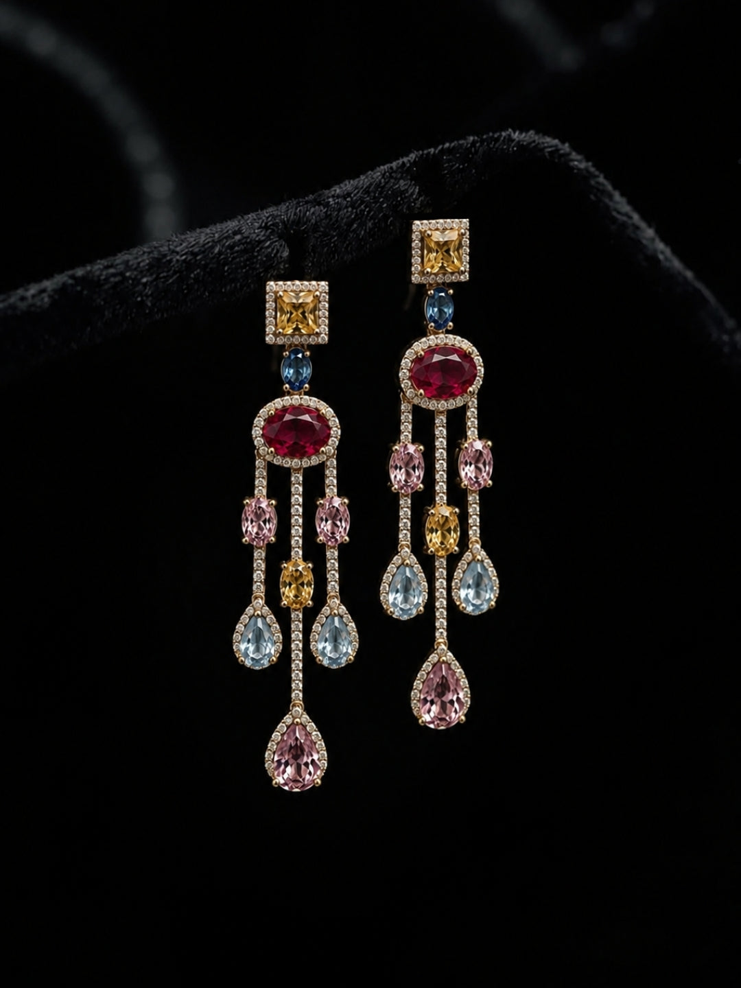 Cascata Multicolor Gold Plated Necklace & Earrings Set