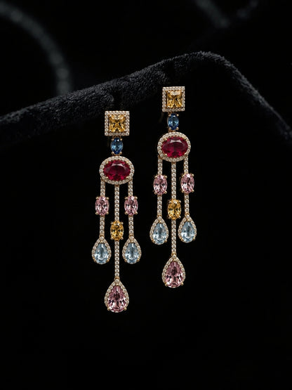 Cascata Multicolor Gold Plated Necklace & Earrings Set