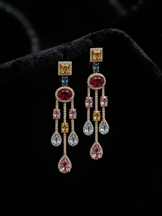 Cascata Multicolor Gold Plated Earring