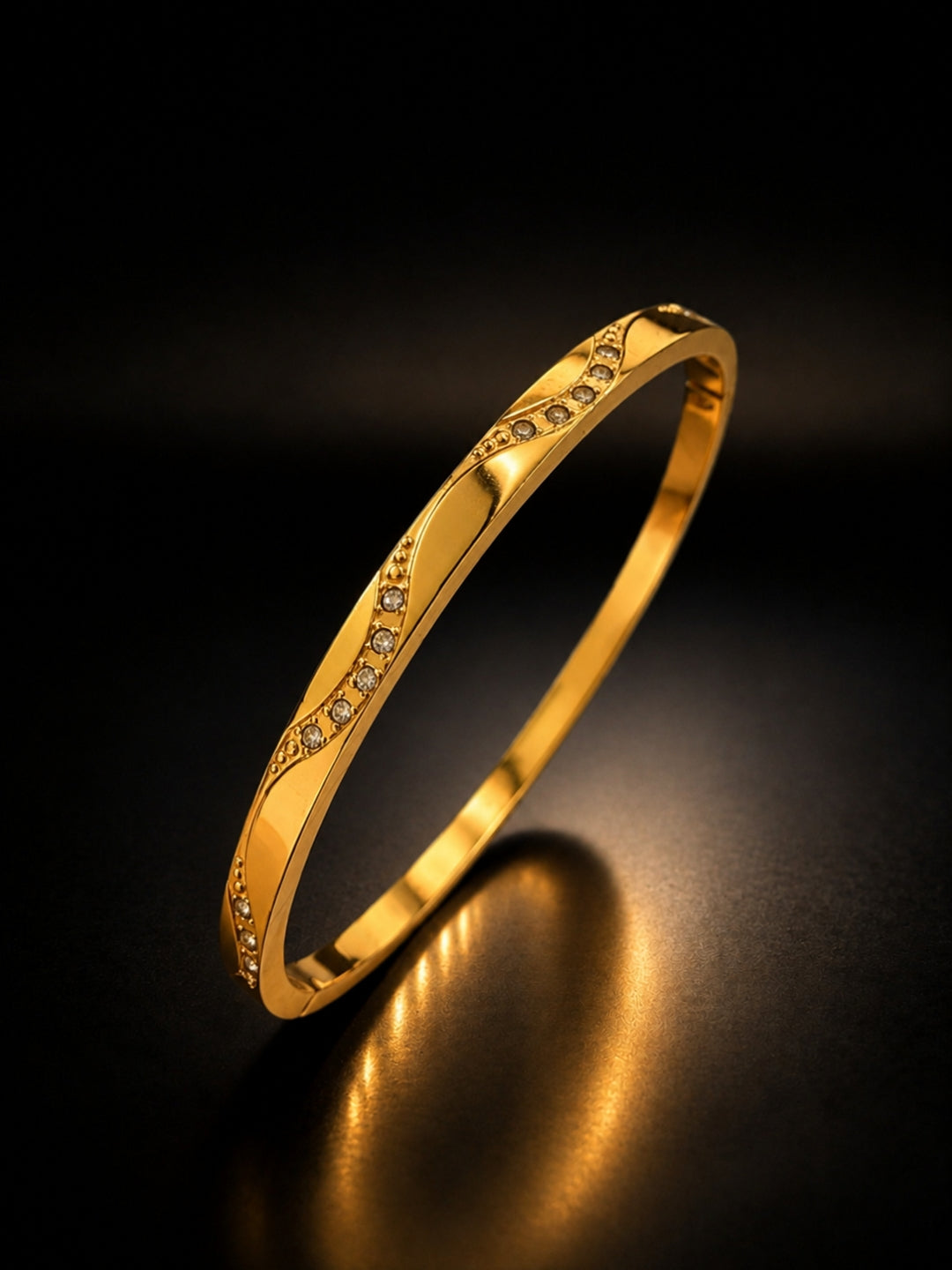 Twisted Pavé Bangle | 18K Gold Plated