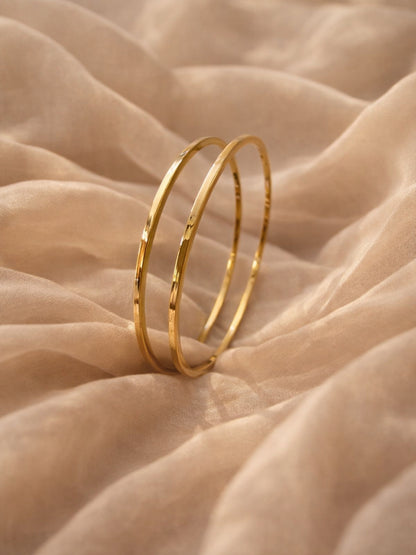 18K Gold plated Plain Thin Bangle – Anti Tarnish Stackable Bracelet