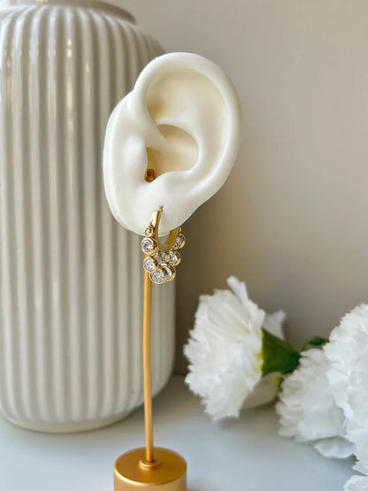 White CZ Charm Hoop Earrings – 18K Gold Plated Everyday Hoops