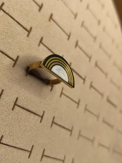 Adjustable Semi Circle MOP Statement Ring