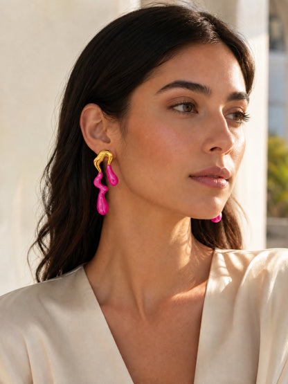 Pink Thunder Drip Earrings | 18K Gold Plated Anti-Tarnish