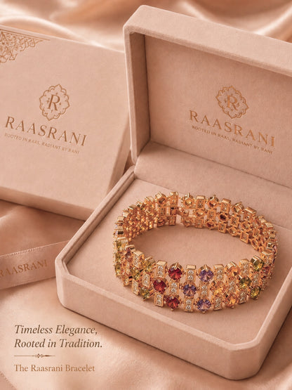 Jewel Tone Multi-Row Link Bracelet, 18K Rose Gold-Plated