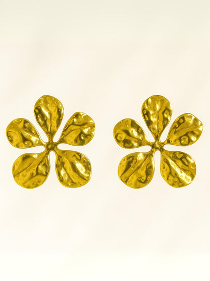 Floral Gold Stud Earrings – 18K Gold Plated, Anti-Tarnish Everyday Jewelry