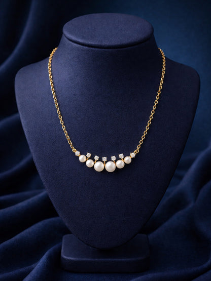 Pearl & CZ Gold Chain Necklace | Anti-Tarnish Everyday Neckpiece