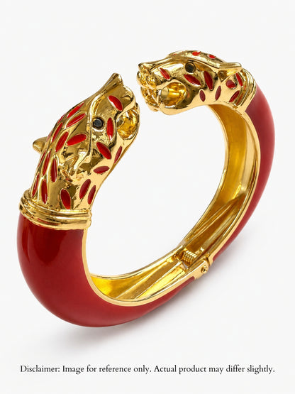 Vittoria Panther Kada Bangle, 18K Gold-Plated - Red