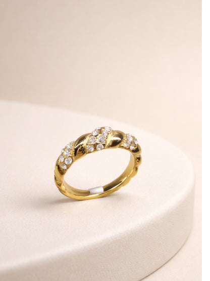 18K Gold Nano Donut Ring – CZ Pave Anti Tarnish Stainless Steel Ring