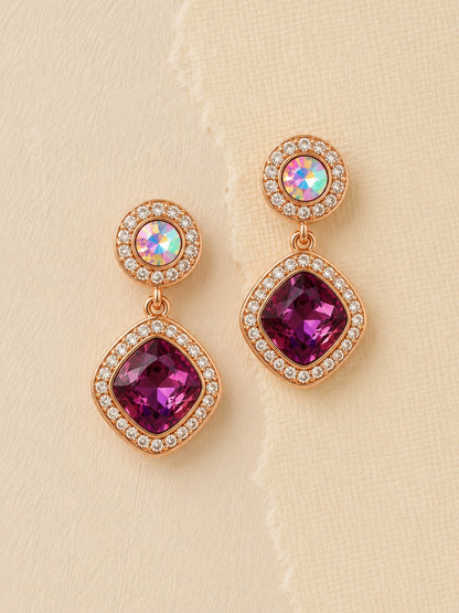 Orchid Halo Drop Earrings, 18K Rose Gold-Plated