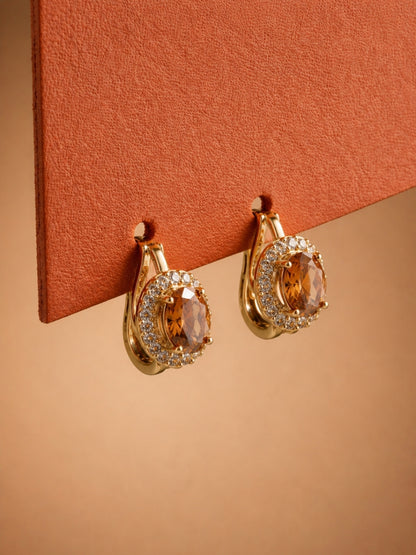Margot Amber Crystal Halo Set — 18K Gold Plated with Austrian Crystal