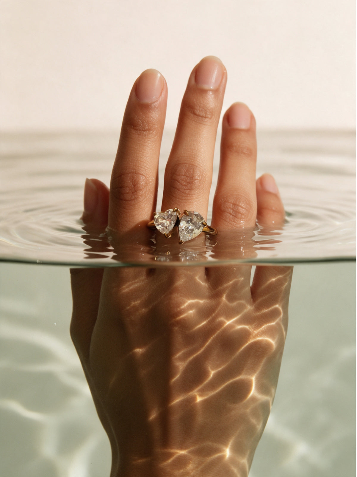 Heart & Marquise Solitaire Ring - 18kt Gold Plating