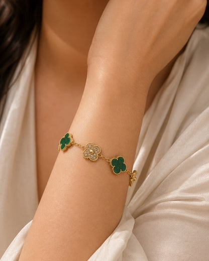 Éternité Quatrefoil Bracelet, 18K Gold-Plated - Emerald