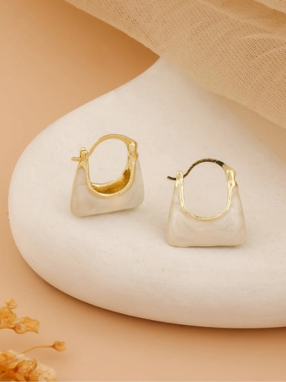 Gold Plated Quad Enamel Hoops Earrings for Women - Fashion Jewelry