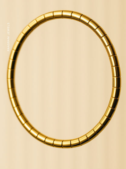 Gold Designer Striped Bracelet | 18K Gold Plated Anti-Tarnish Bangle