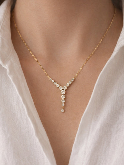 18K Gold Plated CZ Y Drop Necklace – Anti Tarnish Everyday Chain