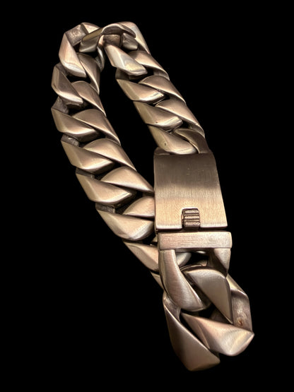 Matte Silver Chunky Cuban Bracelet for Men | Stainless Steel Rhodium