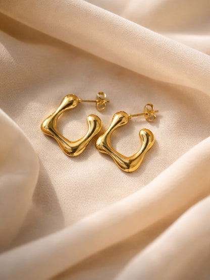Geometric Gold Half Hoop Earrings – Anti Tarnish Everyday Hoops