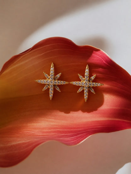 Étoile Celestial Starburst Necklace & Earring Set — 18K Gold Plated with Zircon