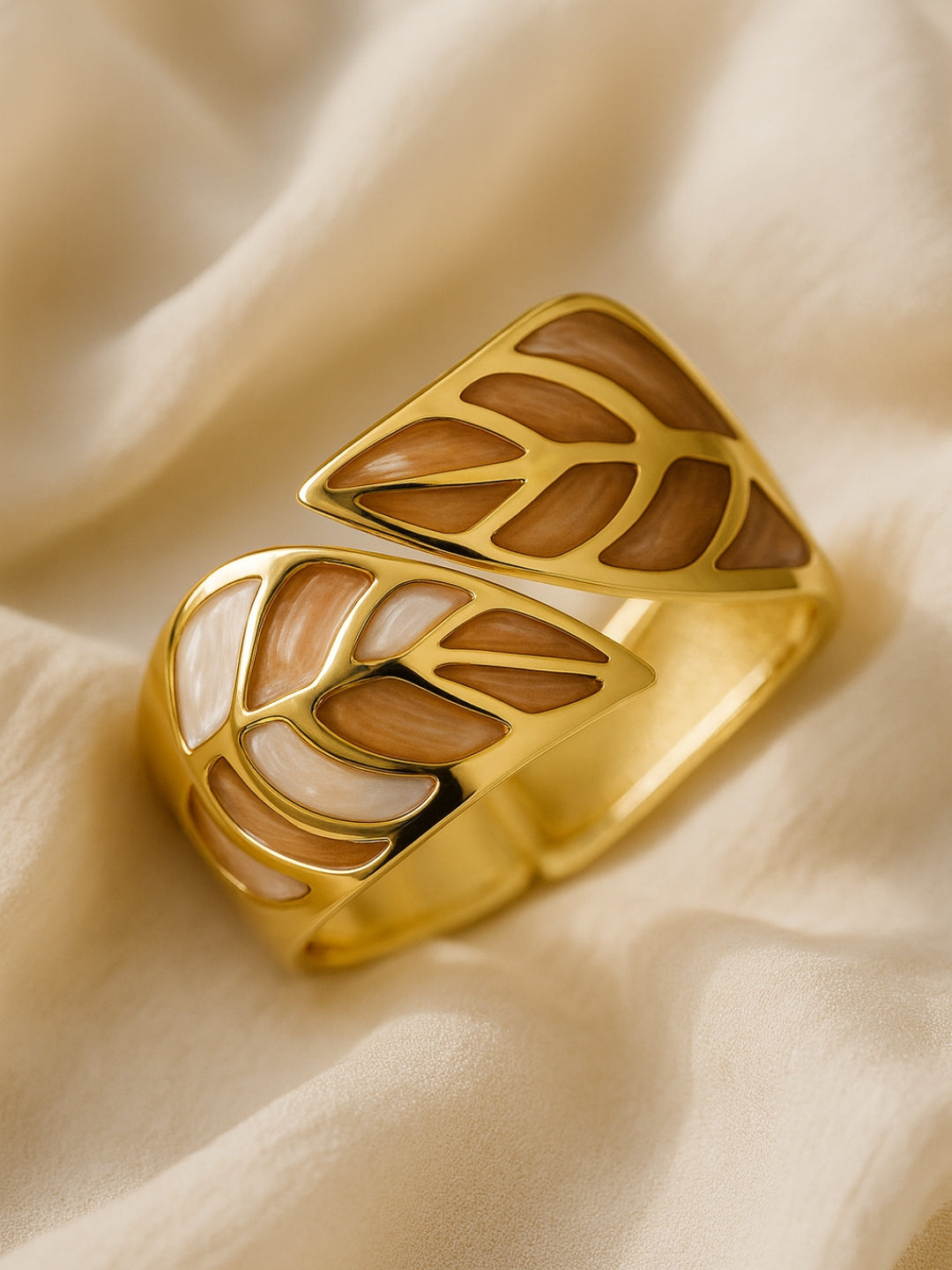 Leaf Enamel Broad Bracelet | 18kt Gold Plated, Anti-Tarnish Jewelry