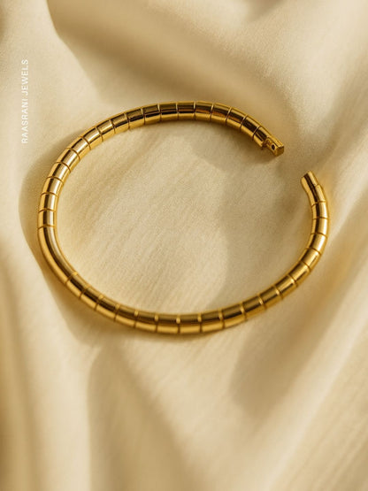 Coil Bangle & Green Heart Cuff Bracelet Combo, 18K Gold-Plated