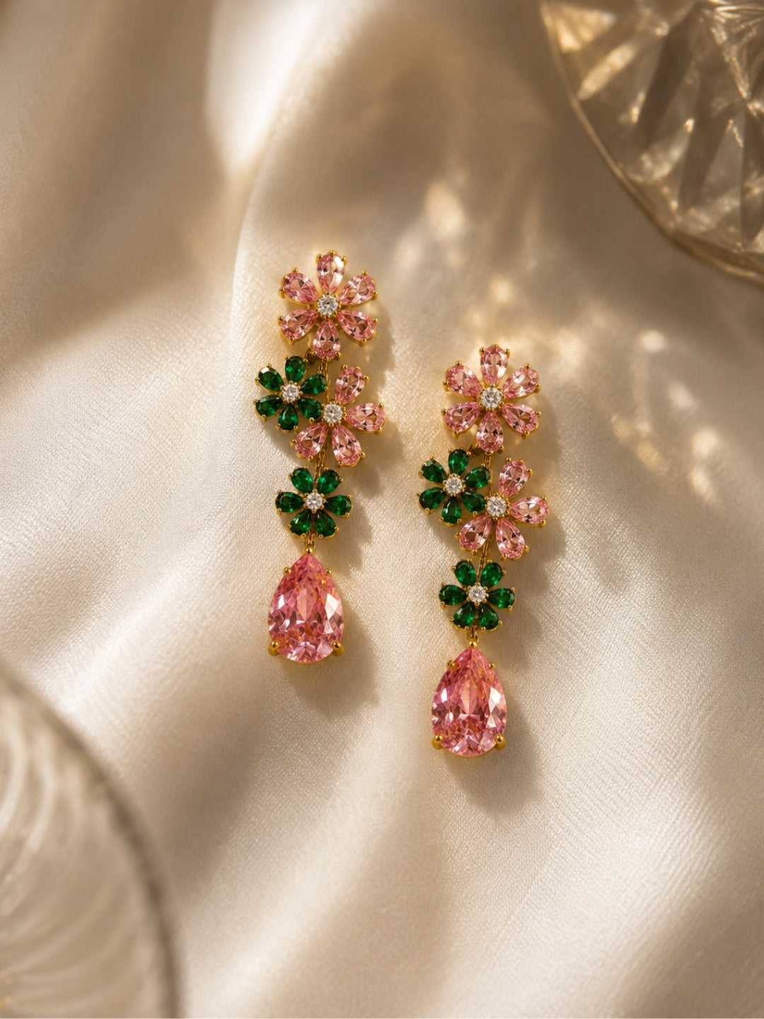 Roseto Floral Cluster Necklace & Earring Set, 18K Gold-Plated