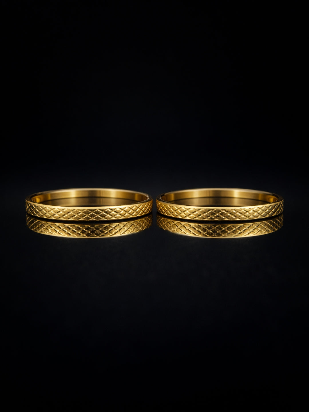 Barfi Textured Gold Bangles – 18K Gold Plated Stackable Pair