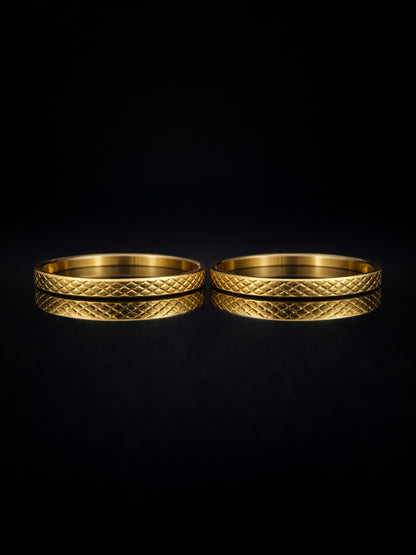 Barfi Textured Gold Bangles – 18K Gold Plated Stackable Pair