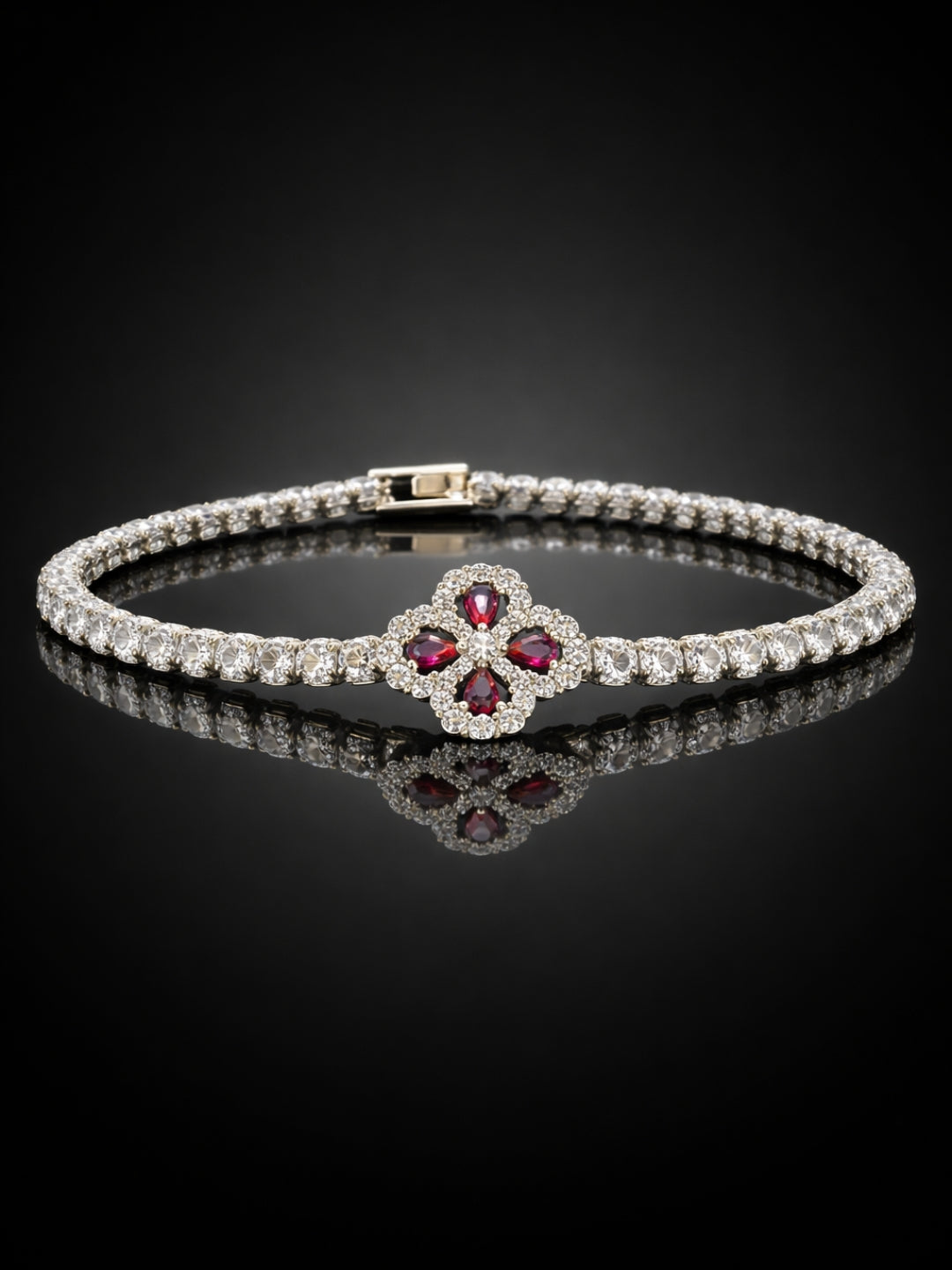 Rani Pink & Silver Studded Bracelet | Anti-Tarnish CZ Bracelet