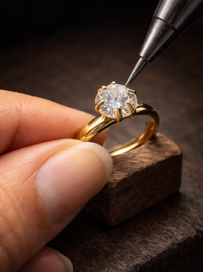 Big Stone Solitaire Ring – 18K Gold CZ Statement Ring