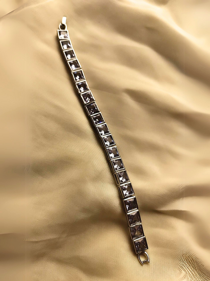Silver Square Stone Tennis Bracelet