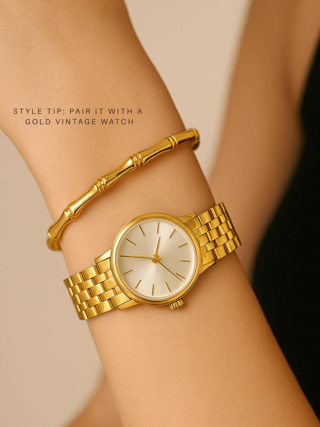 Bamboo Open Cuff Bracelet – 18K Gold Plated | Anti-Tarnish Daily Wear