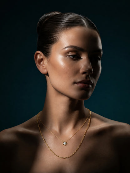 Pearl Pendant & Box Chain Necklace Set