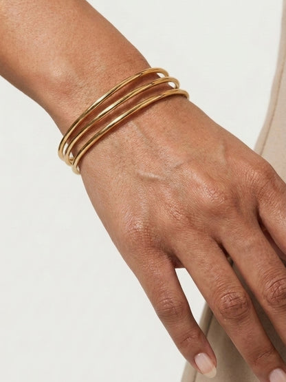 Slim Gold Stackable Bangles Set of 3 – Anti Tarnish Everyday Wear