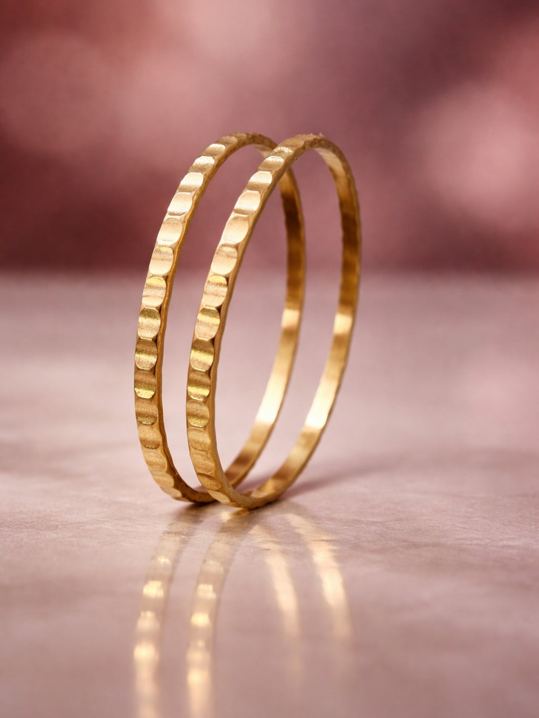 Quad Pinch Gold Bangles – 18K Gold Plated CZ Stackable Pair