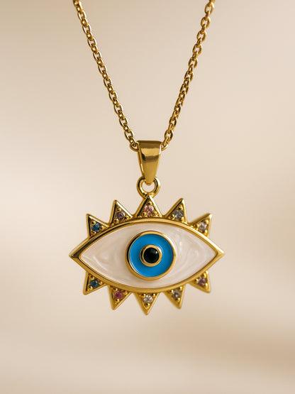 Big MOP Evil Eye Necklace – 18K Gold Plated, Anti-Tarnish & Waterproof
