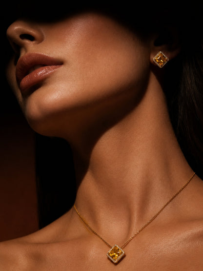 Miele Golden Halo Necklace & Earring Set, 18K Gold-Plated