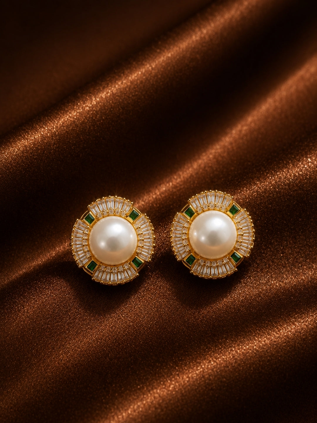 Girandola Pearl Baguette Necklace & Earring Set, 18K Gold-Plated