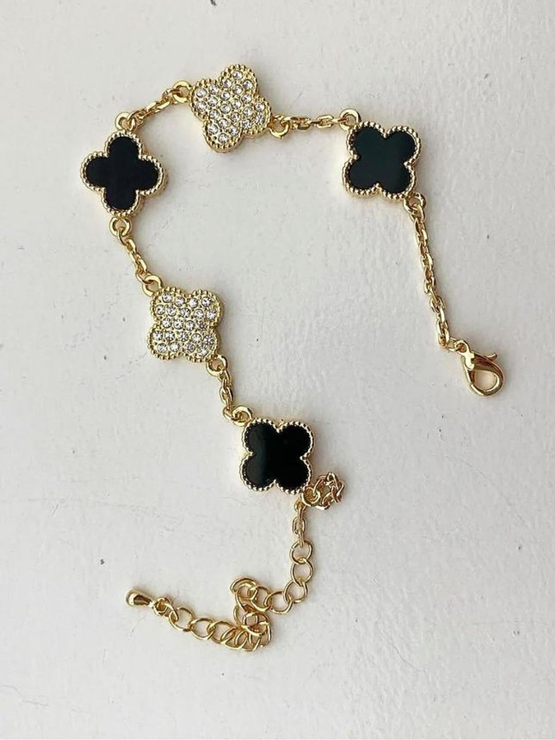Éternité Quatrefoil Bracelet, 18K Gold-Plated - Black