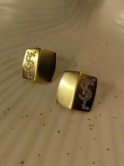 Brand Inspired Matte Gold Sculptural Stud Earrings – 18K Plated