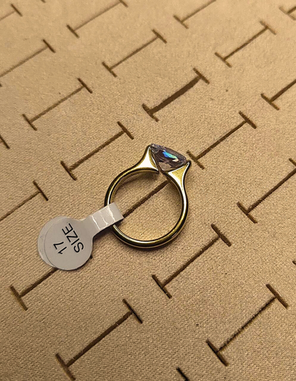 Classic Square Solitaire Ring – (Anti-Tarnish Gold)