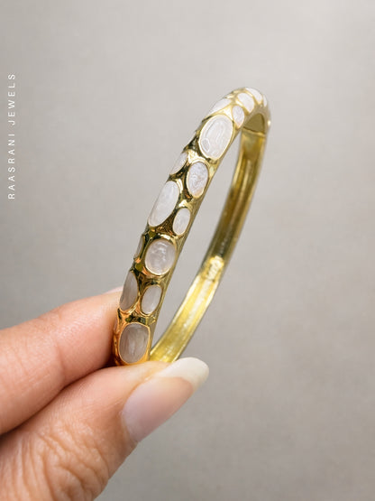 White Bubble Enamel Gold Bracelet | Anti-Tarnish Everyday Bangle