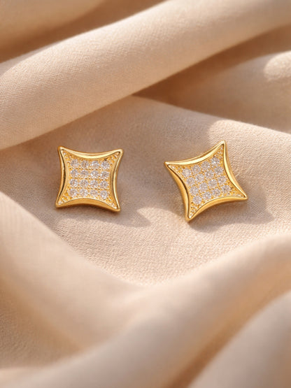 Quad Star CZ Stud Earrings – 18K Gold Plated Anti-Tarnish Studs