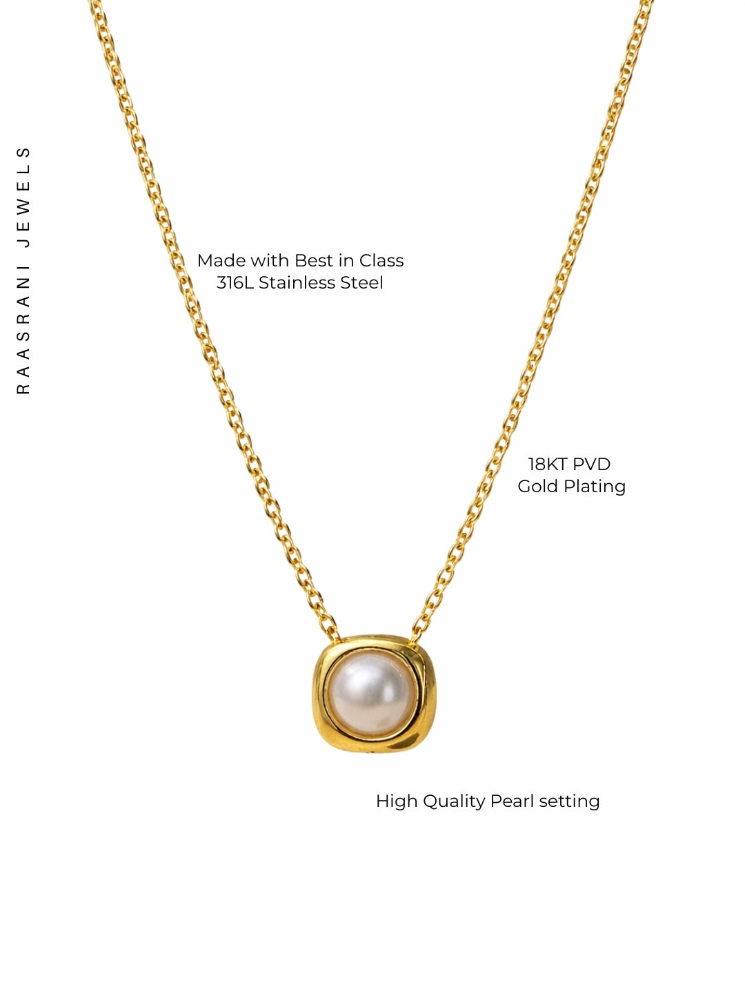 Pearl Pendant & Box Chain Necklace Set