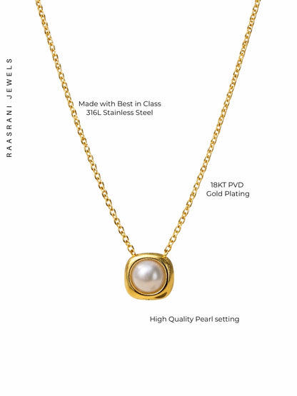 Pearl Pendant & Box Chain Necklace Set