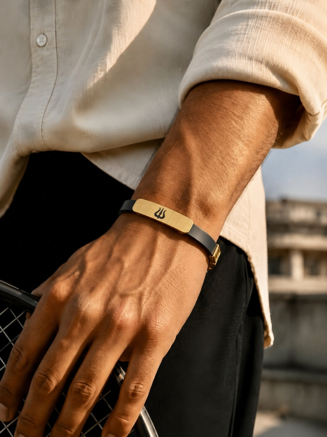 Trishul Engraved Band Bracelet for Men